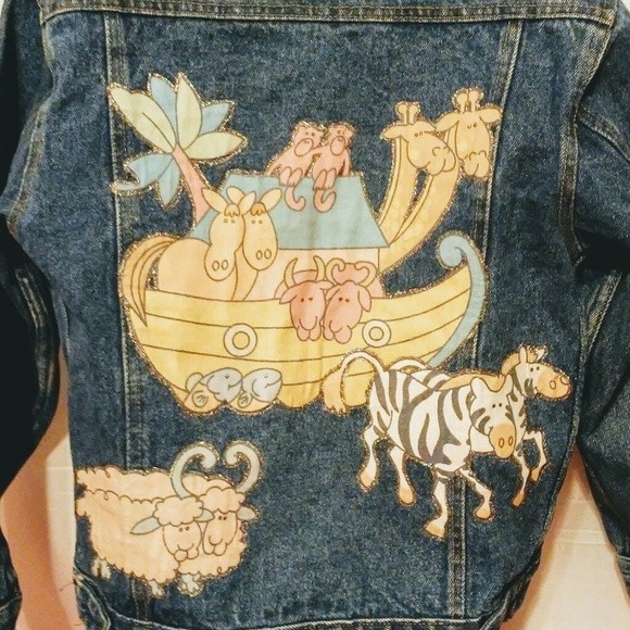 Vintage Tomorrow's Generation Kids Denim Animal Farm Patch Jacket Size 12 Unisex - Picture 5 of 8